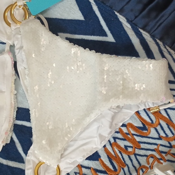 Beach Bunny Siren's Song XS Triangle Top Lg Skimpy Tie Side Bottom NWT - Picture 7 of 14